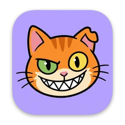 VibeJunk for Mac app icon: Prod the cat smirking on lilac